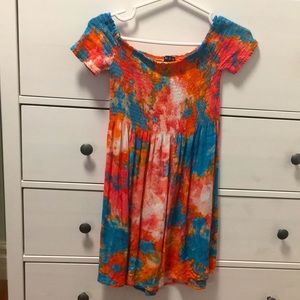 Off shoulder beachy tie dye dress
